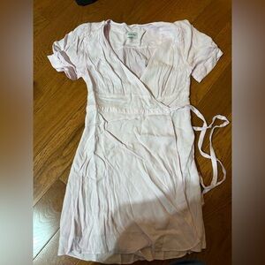 Aritzia Light Pink Wrap Mini Dress